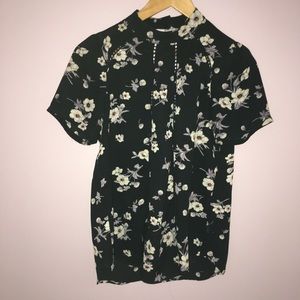 Black floral shirt